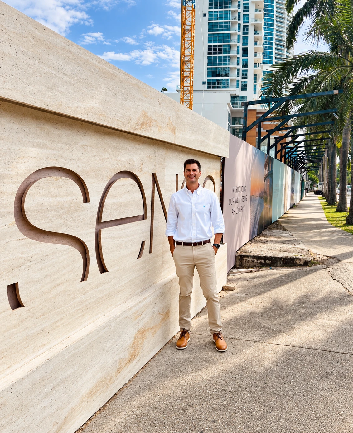 Carlos Martínez outside the Sensa project in Costa del Este
